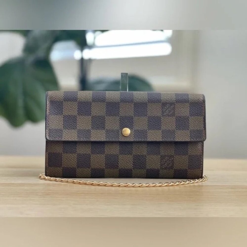 ❤️ Authentic Louis Vuitton Damier Ebene Sarah Wallet